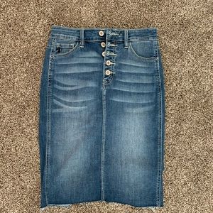 Knee length denim skirt